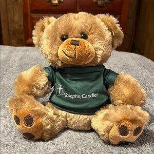Plush Brown Teddy Bear with Green Shirt Stuffed Animal Big Paws Cute & Lovable